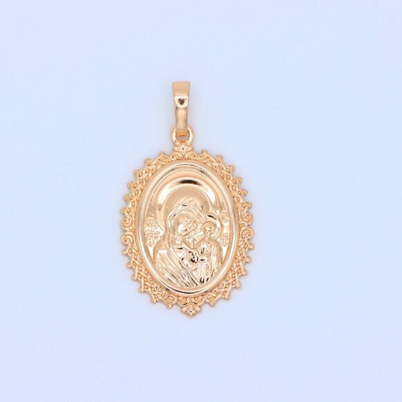 "Ornate Oval Religious Rose Gold Pendant Elegant Design, XPPT1597 - Picture 9 of 13